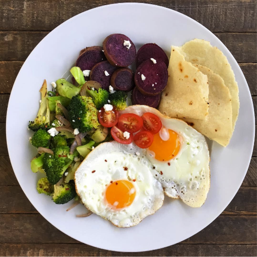 Savory Breakfast With Sweet Potato Veggies And Eggs Rachael's Good Eats