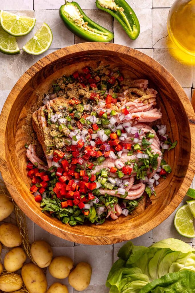 Bowl of ingredients for jalapeño turkey burgers before forming patties