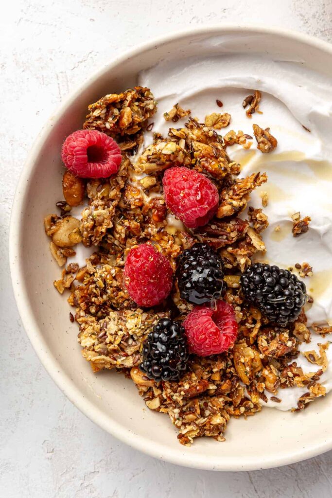 Crunchy Paleo granola clusters made with nuts and seeds