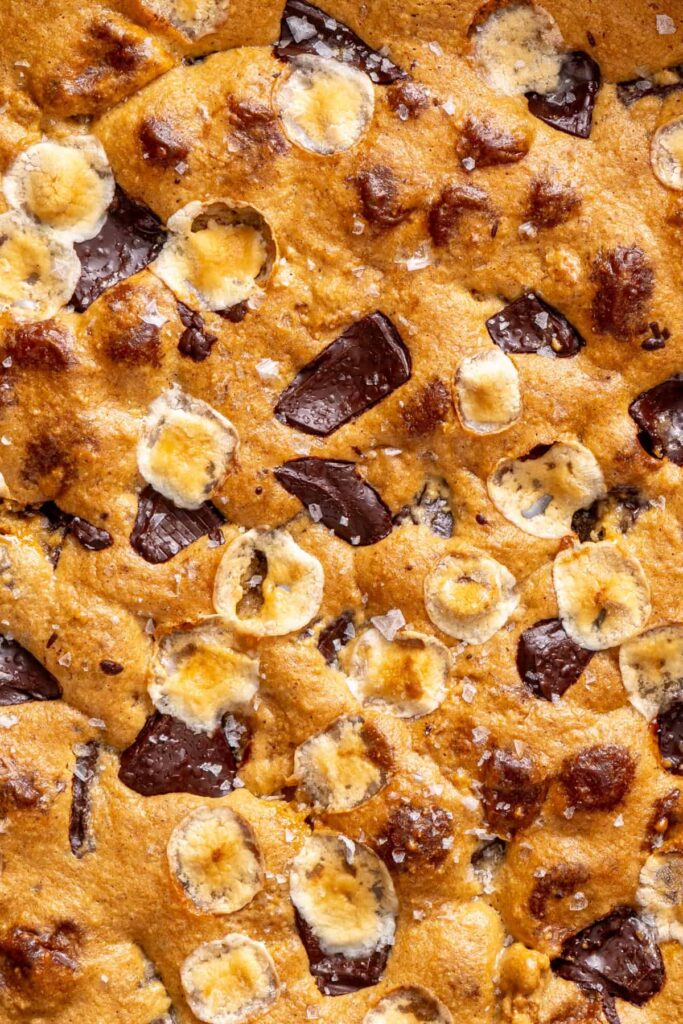 Close-up of gooey gluten-free s'mores cookie with melted chocolate and toasted marshmallows
