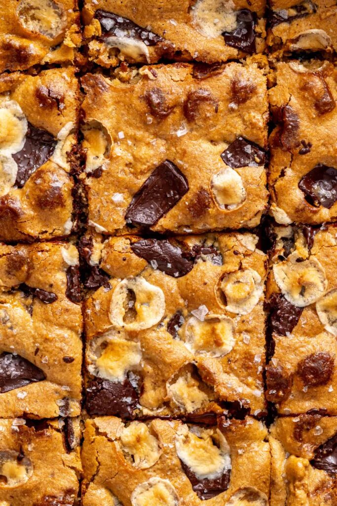 Gluten-free s'mores cookie skillet sliced into bars before serving
