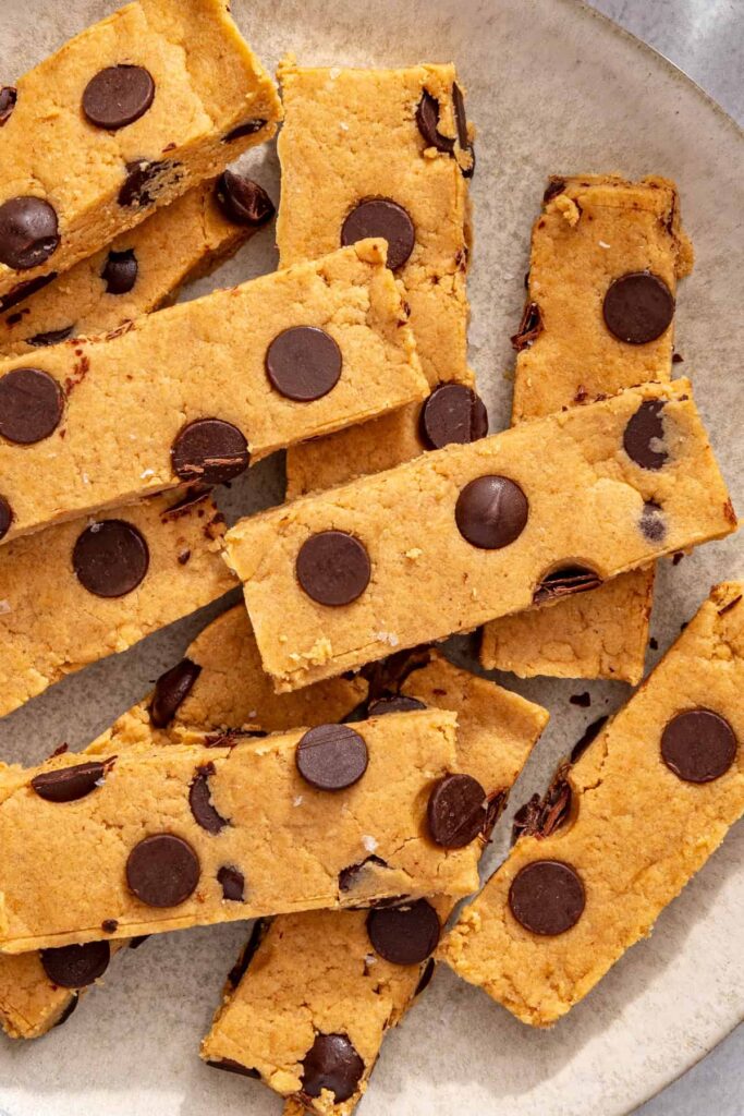 Close-up homemade peanut butter protein bars texture