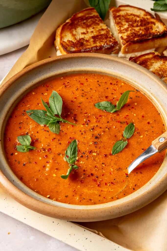 Roasted Tomato Basil Soup & Grilled Cheese
