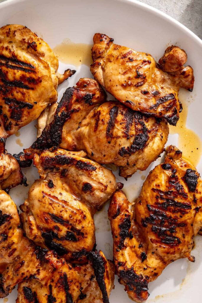 close up of juicy grilled teriyaki chicken