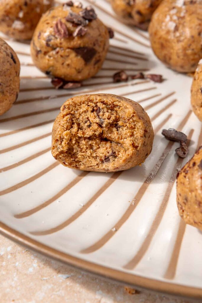 Peanut butter chocolate chip protein balls healthy no bake snack