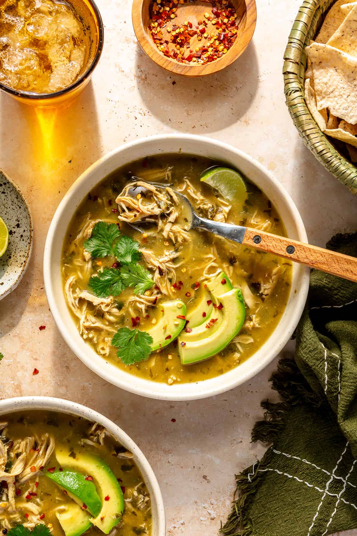 Shredded Chicken Verde Bone Broth Soup - Rachael's Good Eats Dinner Dinner