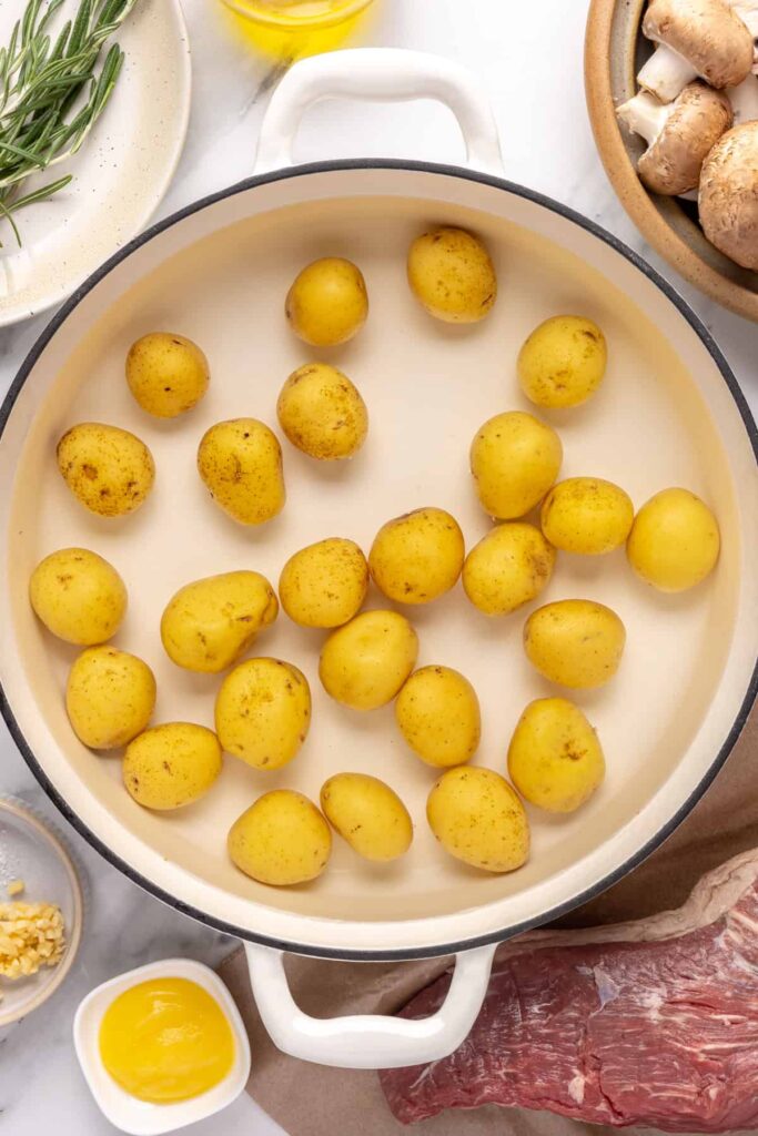 mini potatoes in a large pot
