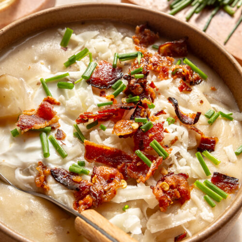 Loaded Baked Potato Soup with Roasted Garlic - Dash Of Evans