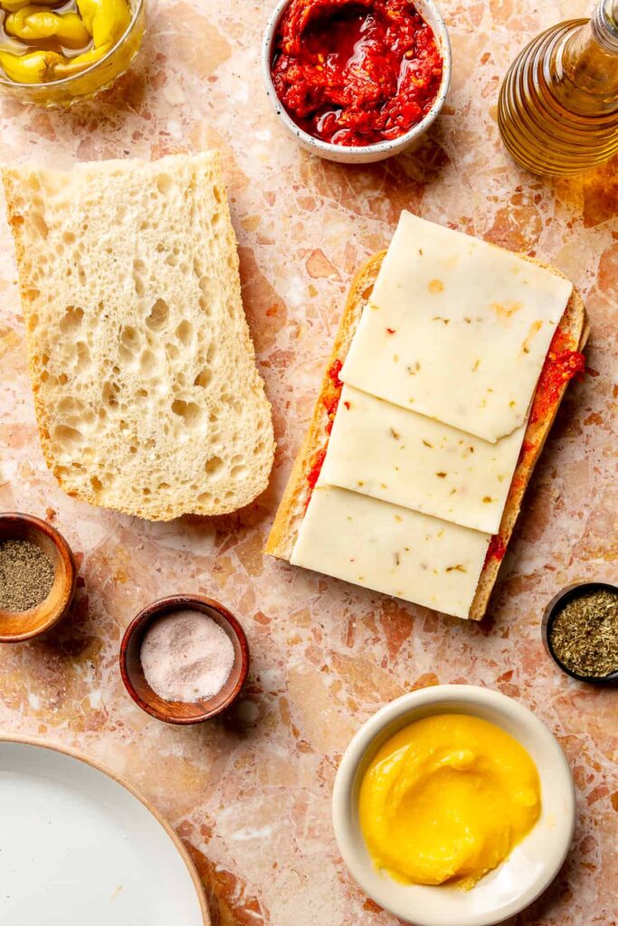 crispy grilled italian sub panini with melted pepper jack cheese