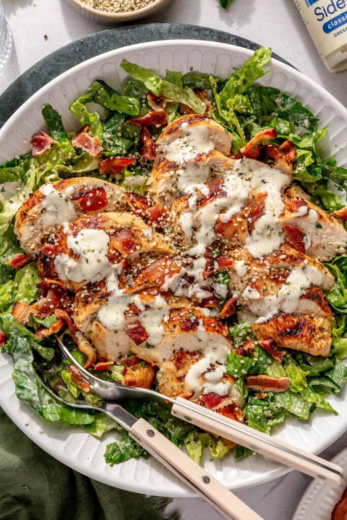 High-protein chicken bacon ranch salad with healthy ingredients in under 30 minutes
