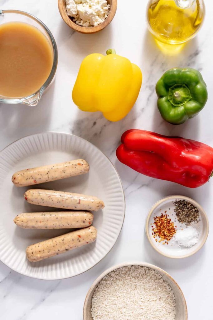 15-minute chicken sausage and peppers skillet with bone broth rice