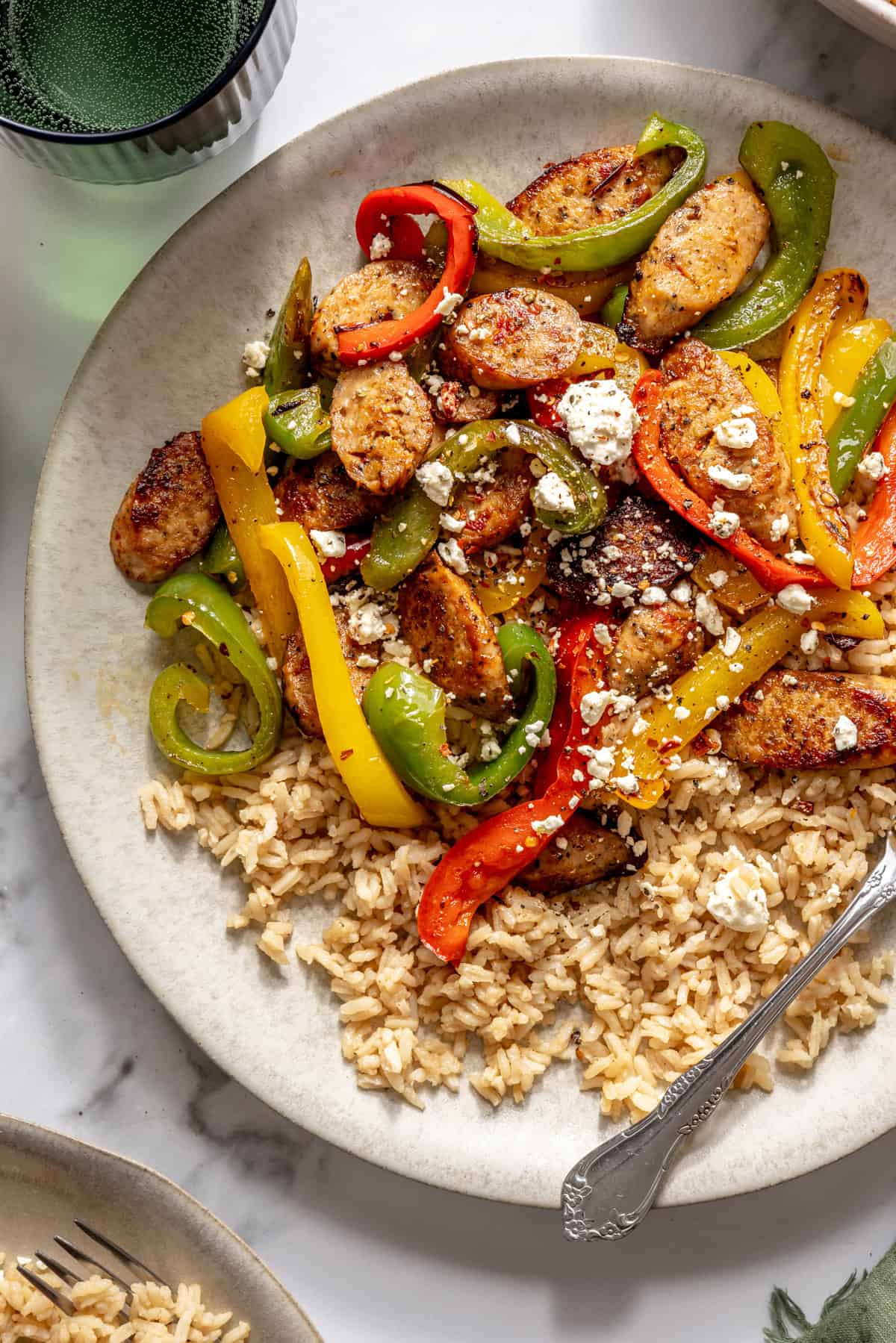 15-Minute Chicken Sausage and Peppers Skillet with Bone Broth Rice-image