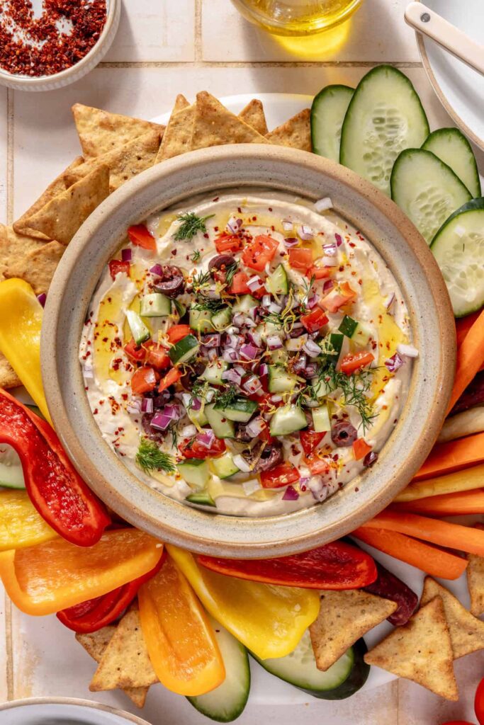 High-Protein Hummus Recipe with Cottage Cheese and Fresh Toppings