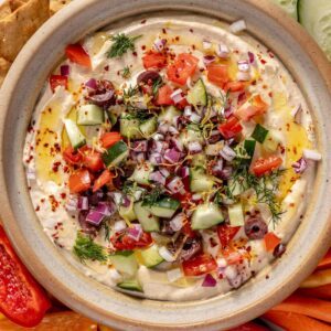 High-Protein Hummus Recipe with Cottage Cheese and Fresh Toppings