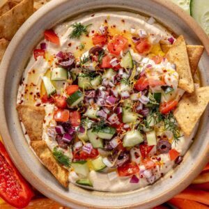 High-Protein Hummus Recipe with Cottage Cheese and Fresh Toppings