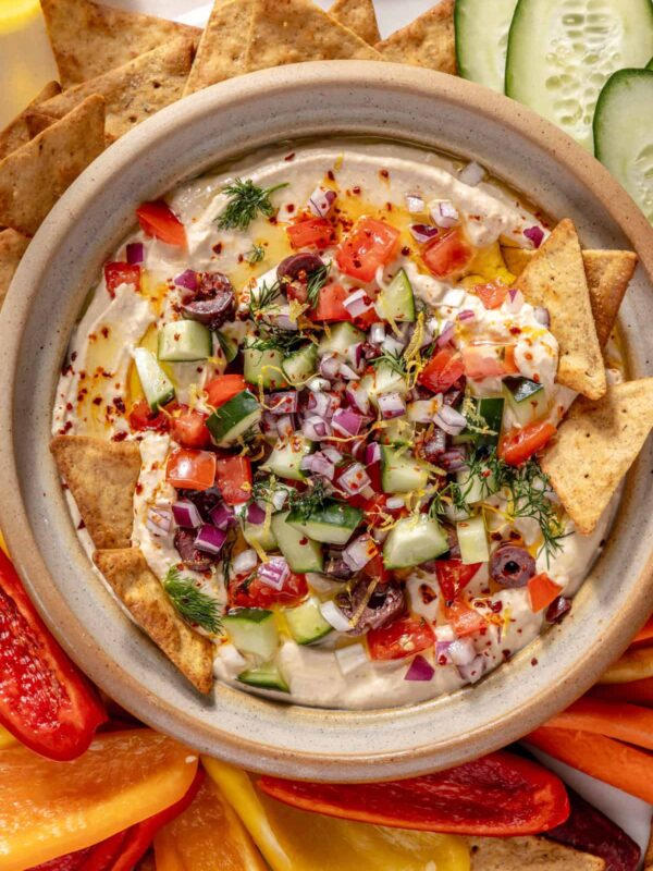 High-Protein Hummus Recipe with Cottage Cheese and Fresh Toppings