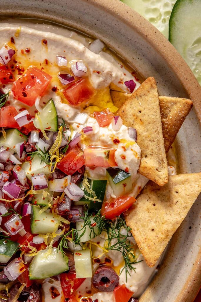 High-Protein Hummus Recipe with Cottage Cheese and Fresh Toppings