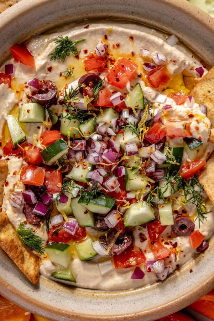 High-Protein Hummus Recipe with Cottage Cheese and Fresh Toppings