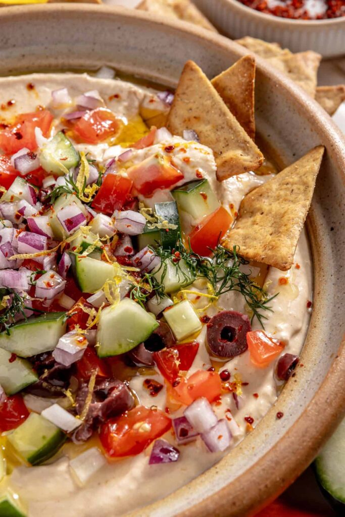 High-Protein Hummus Recipe with Cottage Cheese and Fresh Toppings