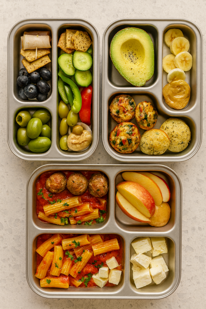 healthy school lunch ideas for kids in a stainless steel bento box