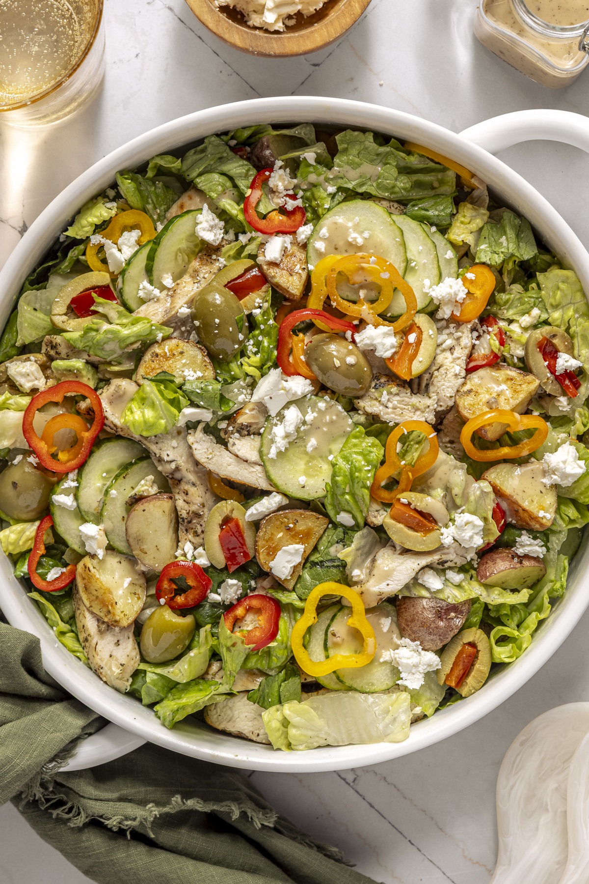 High-protein lunch idea healthy greek salad