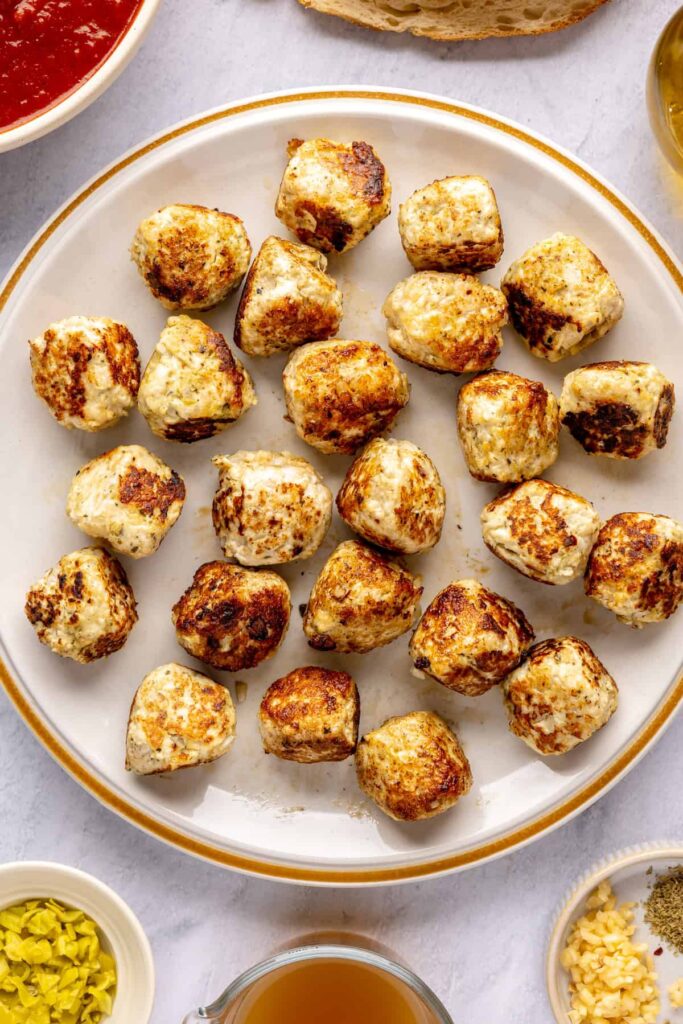 cooked chicken meatballs on a plate
