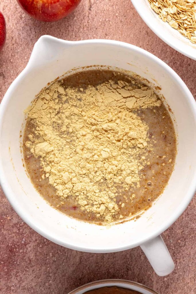 High-protein oatmeal batter for baked apple oatmeal