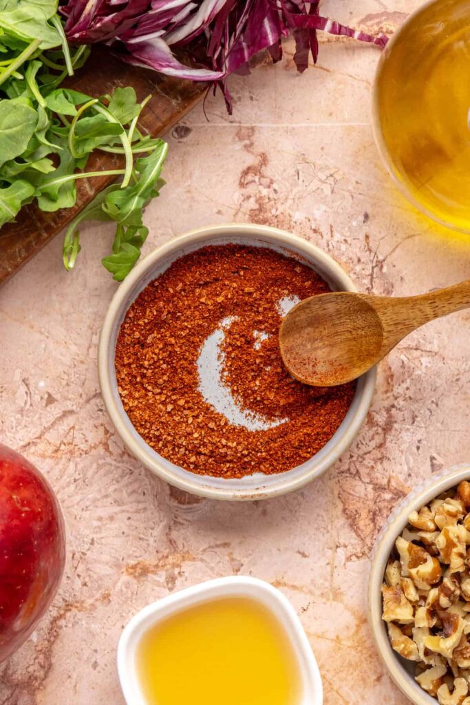 Harissa, thyme, and kosher salt spice blend for harvest salad roasted vegetables