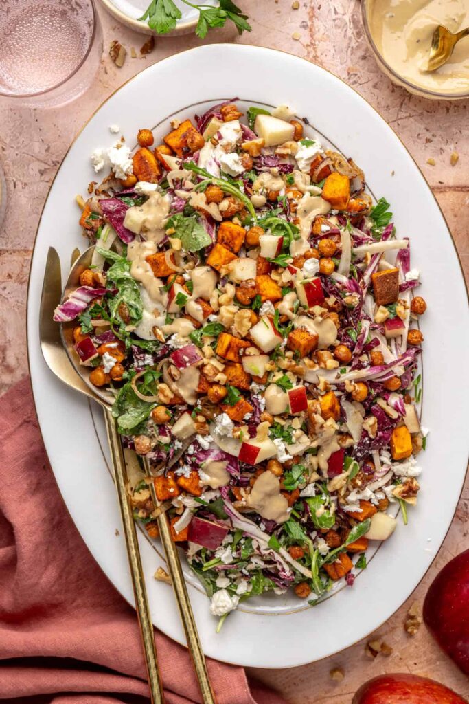 Vibrant gluten-free harvest salad on serving platter