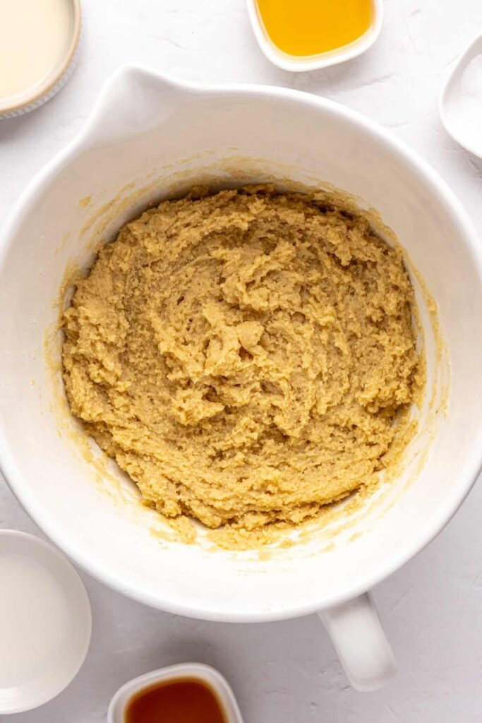 mixed batter for healthy Christmas Sugar Cookies