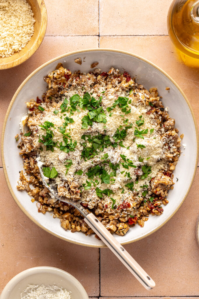 Ingredients for goat cheese stuffed mushrooms prep for delicious appetizer