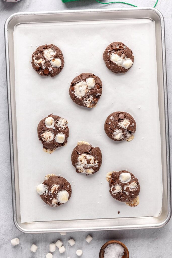Golden hot cocoa cookies fresh from the oven
