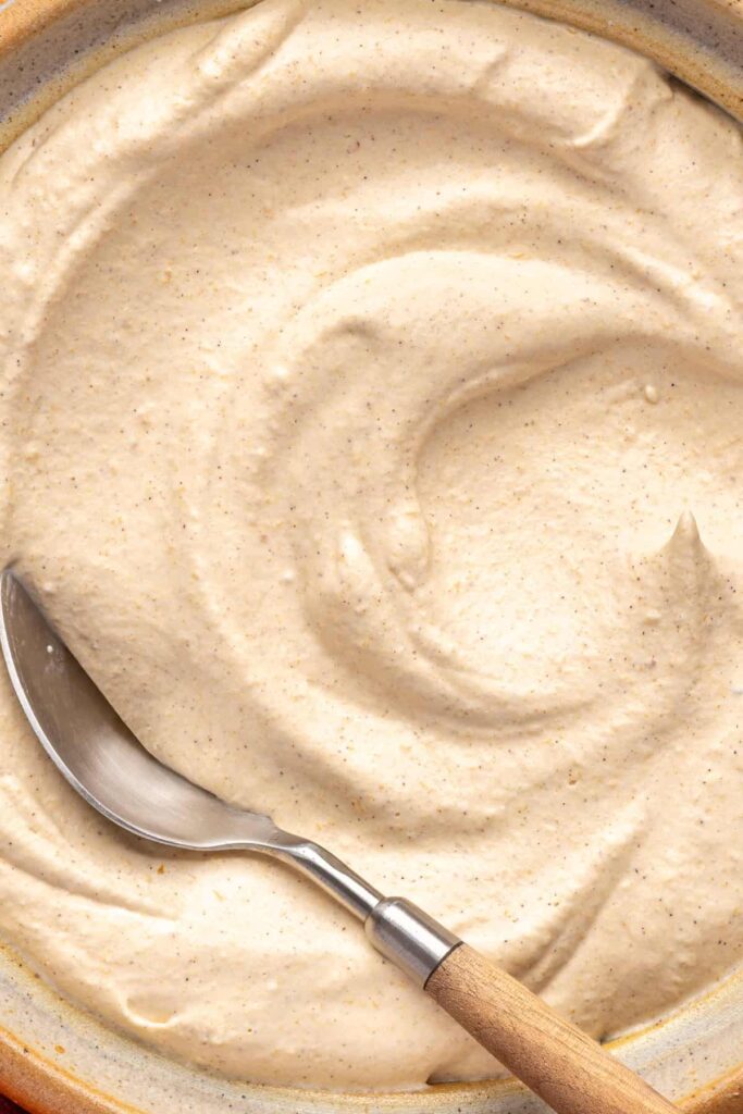 close-up of homemade pumpkin cold foam