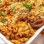 High-protein, freezer-friendly baked ziti with hidden veggie vodka sauce