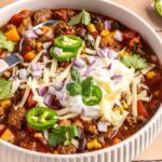High-protein chipotle beef & black bean soup served for a cozy winter dinner