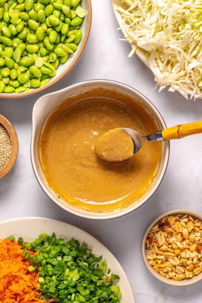 peanut dressing mixed until smooth and creamy