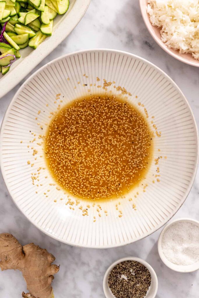 Bowl of homemade dressing for slaw