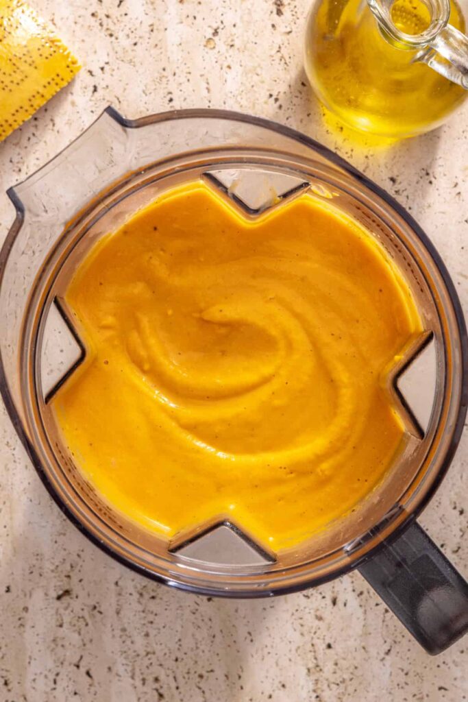 Creamy butternut squash sauce blended smooth