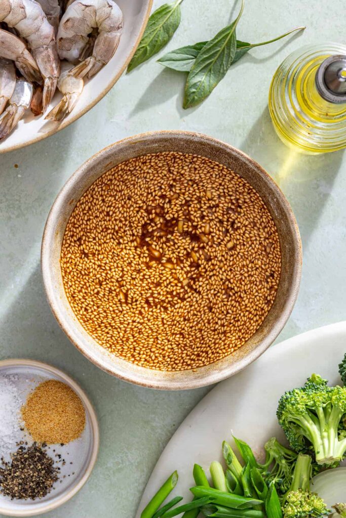 fully mixed homemade shrimp stir fry sauce