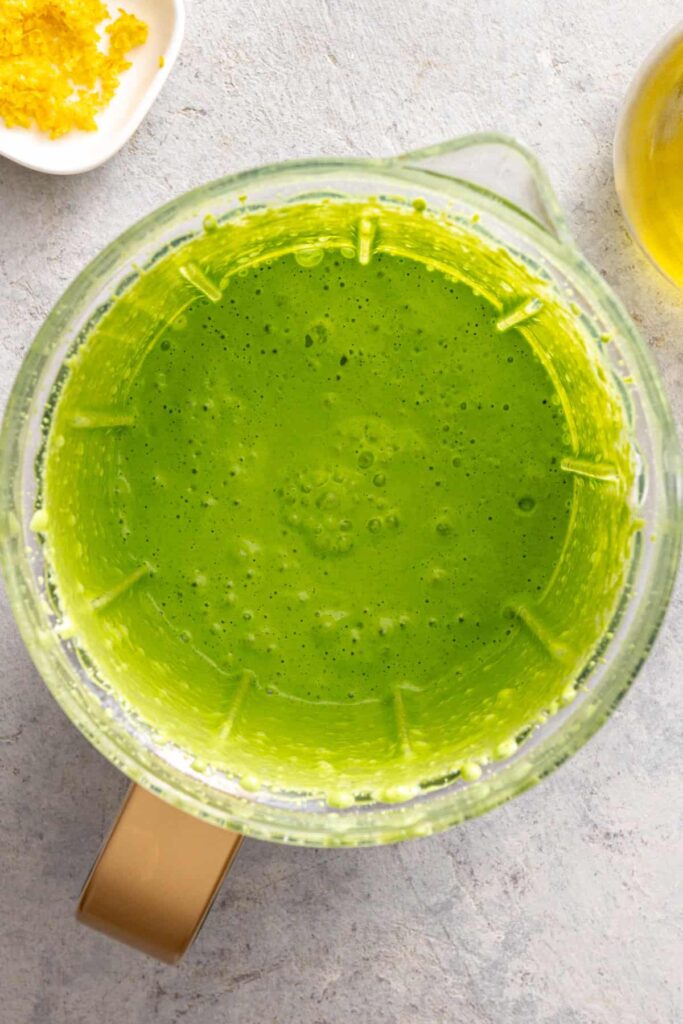 Creamy green herb yogurt sauce blended until smooth