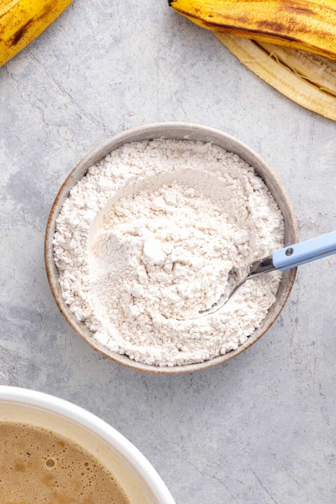 Dry ingredients for healthy banana birthday cake
