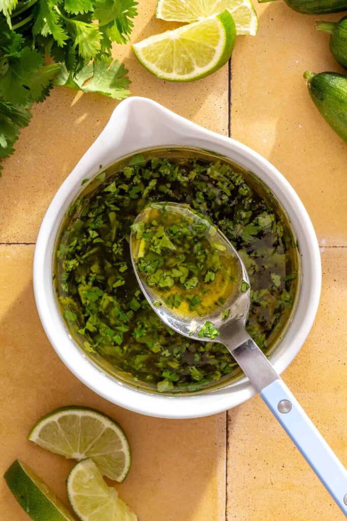Homemade cilantro lime sauce for grilled chicken