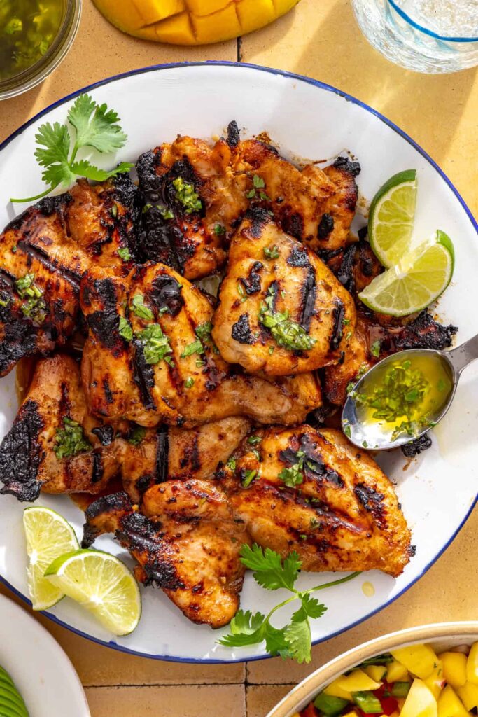 Juicy honey lime grilled chicken ready for serving