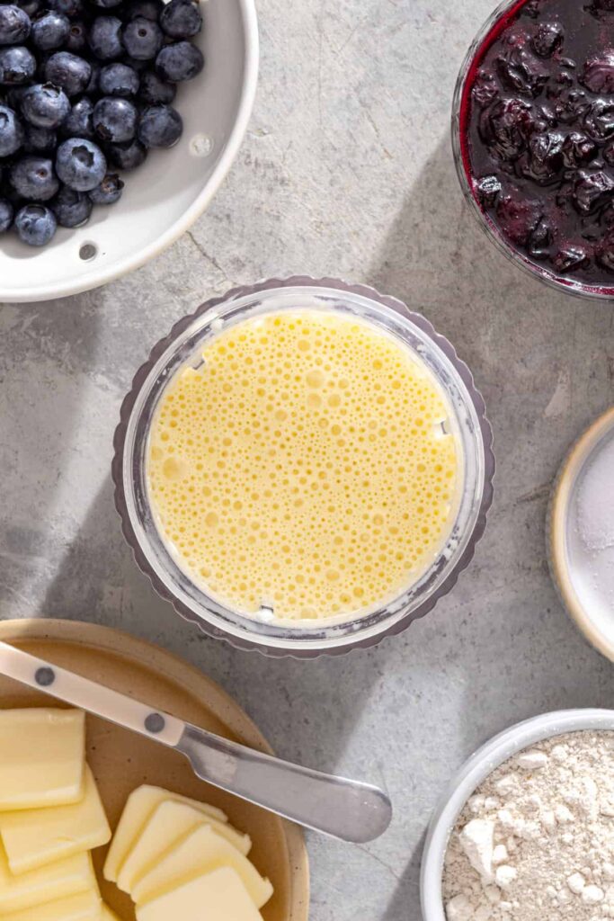 Cottage cheese, eggs, honey, lemon and vanilla blended for pancake batter