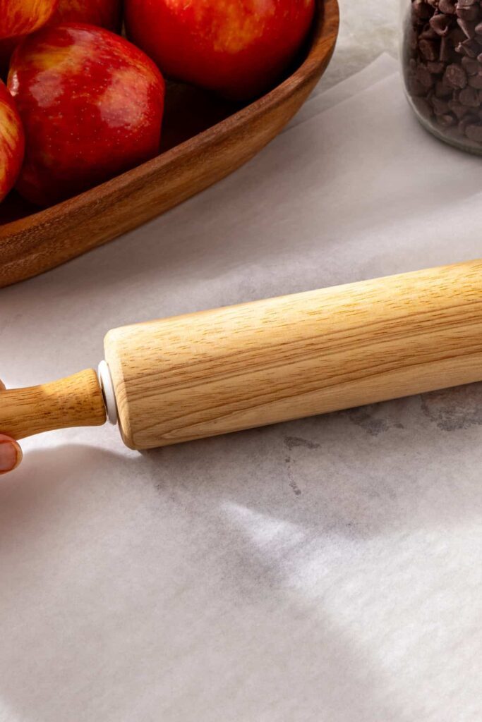 rolling pin, ready to roll dates to make date caramel apple